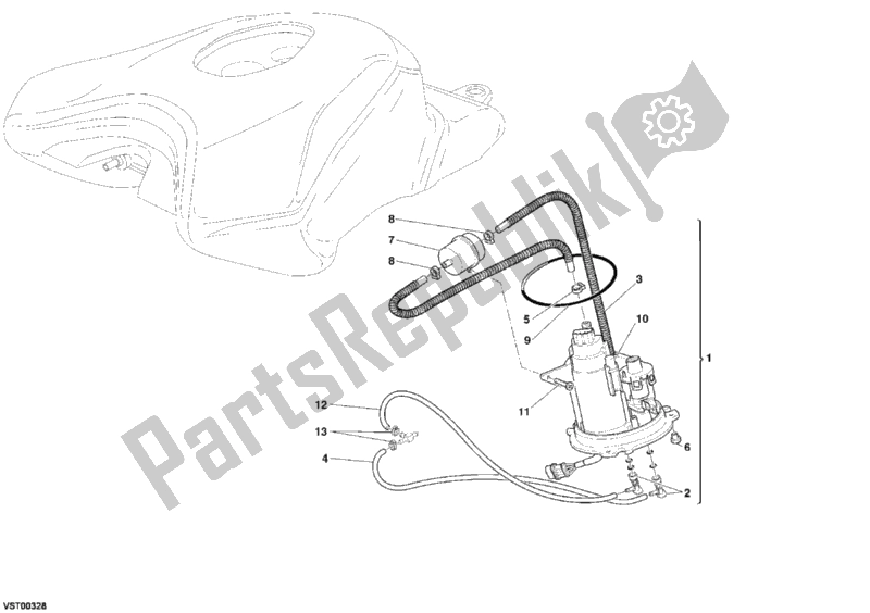 Wszystkie części do Pompa Paliwowa Ducati Superbike 999 S USA 2005